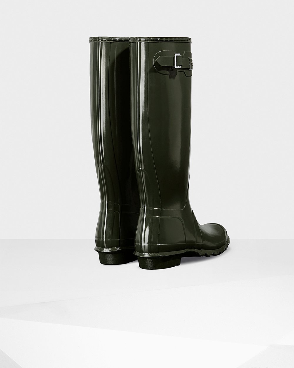 Womens Hunter Tall Rain Boots Dark Olive - Original Gloss - 7916304-TD